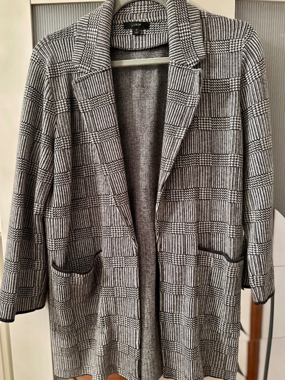 J Crew Wool Long Plaid Cardigan US XS